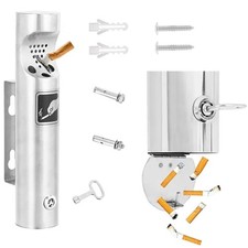 Wandaschenbecher Außenaschenbecher Edelstahl Wandascher Aschenbecher Silber DE