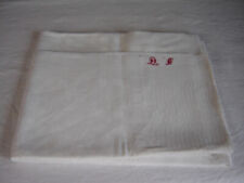 altes Leinenstück (Tischdecke) mit Muster u. Monogramm D.F. 157x113cm