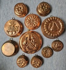 11 alte seltene schwedische Kupfer Kuchen Puddingform Backformen, 1,5kg+Weitere 