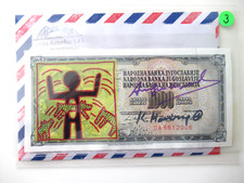 1000 Dinara VON WARHOL/HARING 2x ORIGINAL BEARBEITET + SIGNIERT USPS-ST. 1987