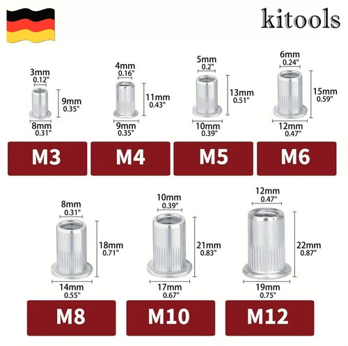 100 stück alu - 100, nietmuttern