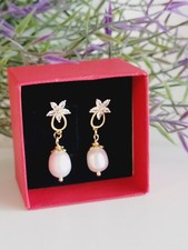 Perlenohrringe Süßwasserperlen Ohrringe 18K Braut Ohrringe,Vergoldete Ohrringe