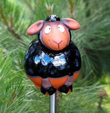 Keramik Gartenkugel Dekoration Statue Tier Schaf H17cm Midene Handgefertigt