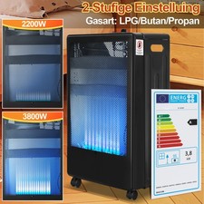 Gasheizung mobil Heizstrahler Camping Heizgerät Infrarot 3800W Gasheizer Kamin
