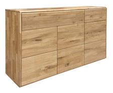 Kommode Sideboard 3 Türen 2 Schubladen Wildeiche massiv geölt Push-to-Open