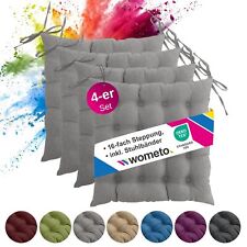 4er Set Sitzkissen Stuhl 40x40 Stuhlkissen Stuhlauflage Sitzauflage mit Bändern