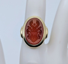 Karneol Siegelring Adel Ring Designring 585/14K Karat 8,80Gr. Gelbgold Gr.51#488