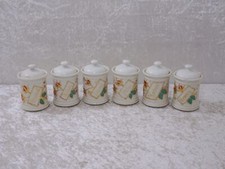 23Tvyp - 6 x antike Patent Porzellan Design Vorratsdose - Vintage um 1900