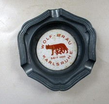 Bier Brauerei Zinn Aschenbecher Wolf-Bräu Karlsruhe