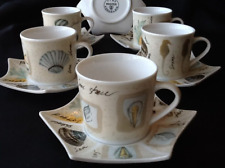 5er Set Fine Master Porcelain Maritime Sea Fish Motive Espressotasse Mokkatasse