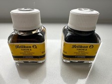 PELIKAN Tusche A, 2 Tusche Gläschen, schwarz, deckend, antik, Tintenglas