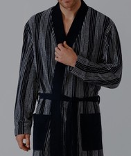 hajo Herren Bademantel Größe 54/XL schwarz blau weiß Frottee Reisebademantel