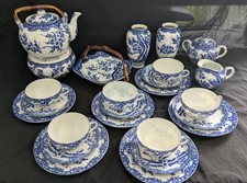 Japanisches Teeservice Kirschblüte Nippon Tokusei 25 T. Stövchen Vasen Schale