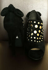 Peep toes Nieten High heels ankle boots 36 schwarz gold Catwalk Deichmann Samt