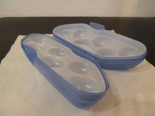TUPPERWARE "EIERMANN" Eierbehälter für 6 Eier Eierbox Lunchbox Transportbox Blau