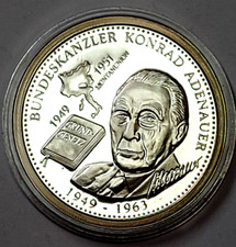 Konrad Adenauer Silber PP punziert Ø35mm 1. Bundeskanzler 1949 BRD Grundgesetz