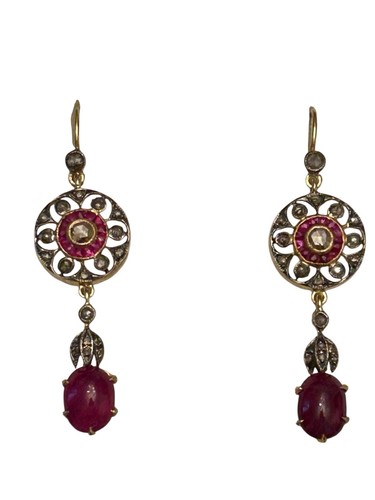Feine ohrhänger rubin diamant - ohrhänger,