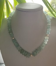 Schwere  Aquamarin/Kette mit Akoya Zuchtperlen /14 Karat Gold /550 Karat