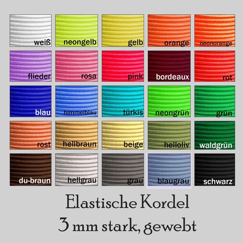 Gummikordel 3mm farben - 3mm,