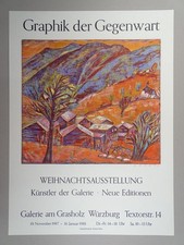 Blick Ammern Esteban Fekete Ausstellungsplakat signierter Farb-Holzschnitt 1987