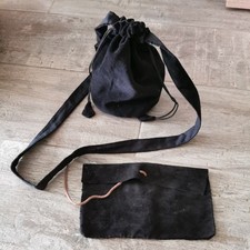 Mittelalter Taschen Stoff Umhänge Beutel und Ledergürteltasche