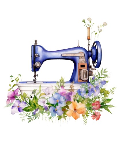 Aquarell nähmaschine blumen - aquarell,