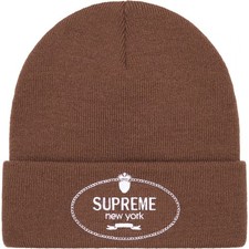 Supreme Crest Beanie Brown