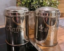 2 sehr alte Blech- Vorrats- Dosen Kaffee + Zucker Dose Gefäß Aufbewahrung antik 