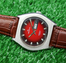 ECHTE ANTIKE HELVETIA AUTOMATIK 28800 UHR RARE SWISS 60s RARE RED DIAL NOS