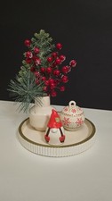 Weihnachtliches Deko-Set – Handgemacht (Tablett, Vase, Kerzenhalter & Skulptur)