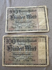 2x 100 Mark Banknote – Bayerische Notenbank 1922 – Deutschland – Inflationsgeld
