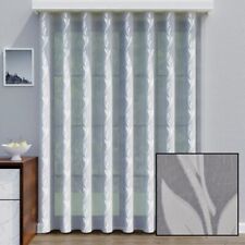 Gardine Store hochwertige Jacquard Voile Blätter Muster Weiß Silber NACH MAß