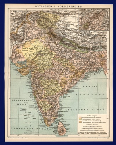 Landkarte anno 1895 indien - 1895,