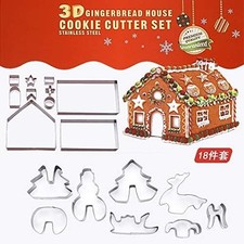 lehua 18-teiliges 3D Lebkuchenhaus Ausstechformen Set, Edelstahl Weihnachten