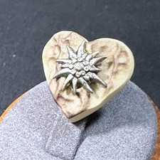 Edelweiß Herz Anstecker Anhänger Oktoberfest Schmuck Bayern Dirndl Tracht Silber