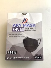 FFP2 Masken 10 Stück Schwarz  einzeln Verpackt CE2163 Aky Mask 10x FFP 2 Maske