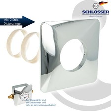 JS Abdeckrosette 140 x 140 mm, KS-verchromt - Typ AR-CR, inkl. 2 Distanzringen