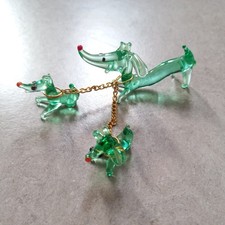 3 Dackel Hund Figuren Glas
