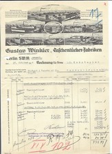 Rechnung / Taschentücher Fabriken Gustav Winkler Berlin 1934