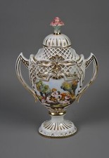 Capodimonte Keramik Deckelvase Henkelvase mit Putten Engeln   