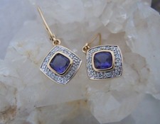 Gold?585 14k Tansanit Diamant Ohrringe Ohrhänger bicolor Zertifikat ⚜️Modern⚜️