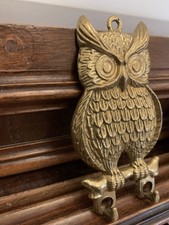 Massiv Metall EULE Uhu Garderobenhaken Kleiderhaken Wandhaken 11,5×6,5cm in Gold