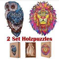 2x Holzpuzzle Blaue Eule &