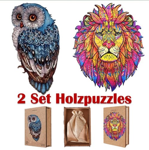 Holzpuzzle blaue eule - 2x, &