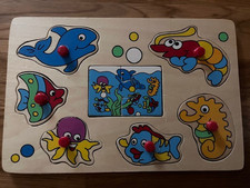 Holzpuzzle Steckpuzzle Kleinkinder 8tlg. Meer Tiere