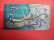 Emaille Bildplatte mit Pfau