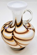 70s Vintage Vase Weiß Braun