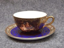 ***  Moccatasse , kobaltblau - goldfarben , Bienenkorbmarke, Böhmen  ***