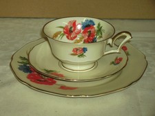 Sammeltasse Porzellan 3 Teilig, Tirschenreuth Otto Buhlmann Goldrand Blumendekor