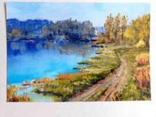 Uferweg in Lippe Aquarell